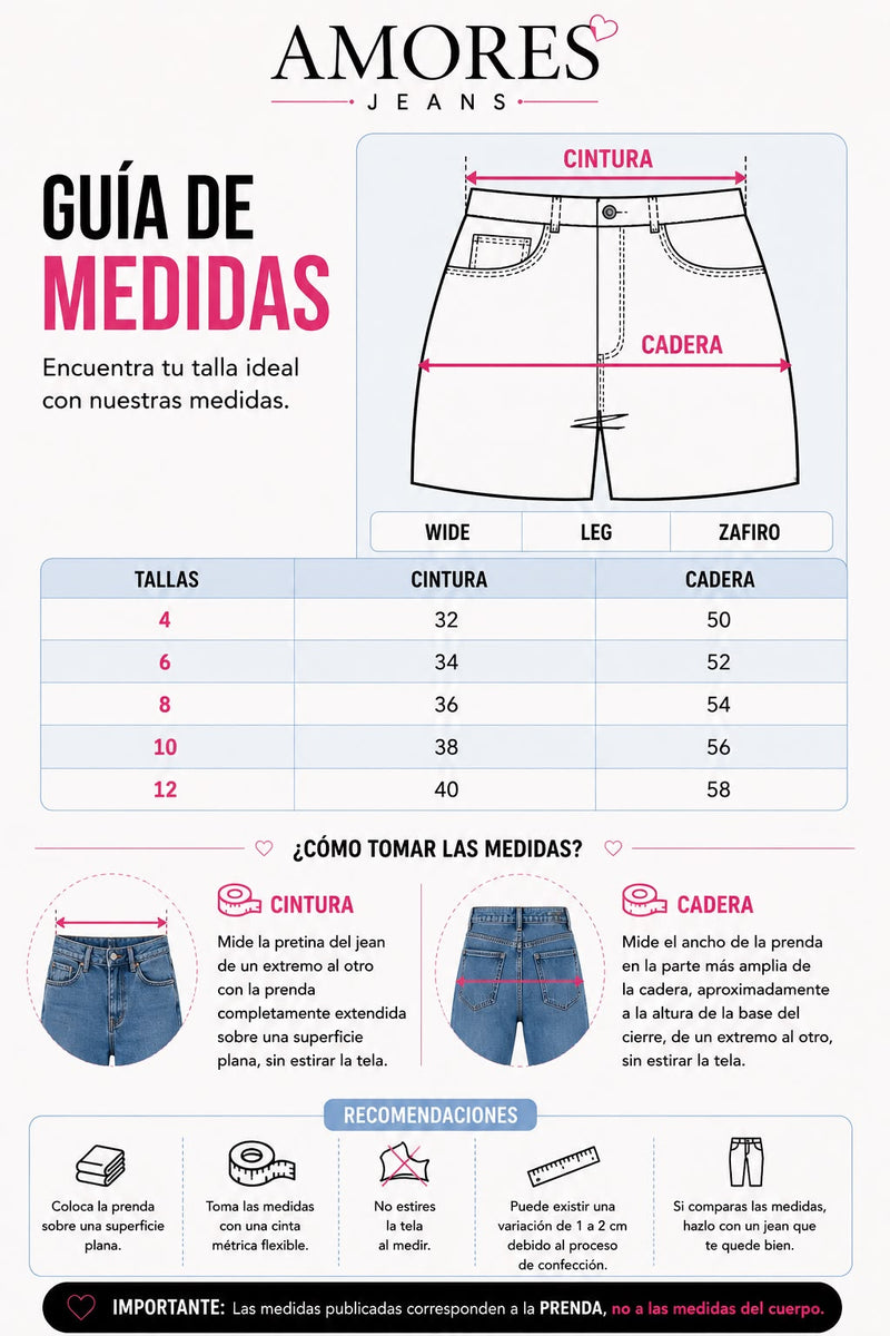 Guía de tallas Wide Leg Zafiro