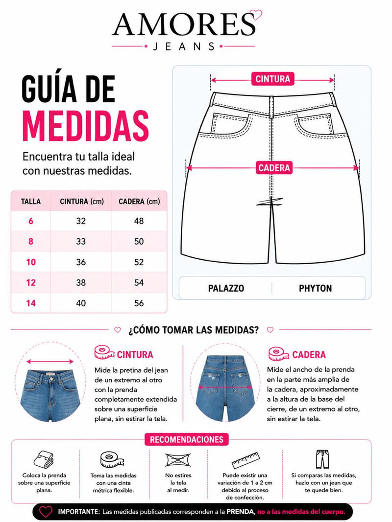 Guía de tallas Palazzo Python
