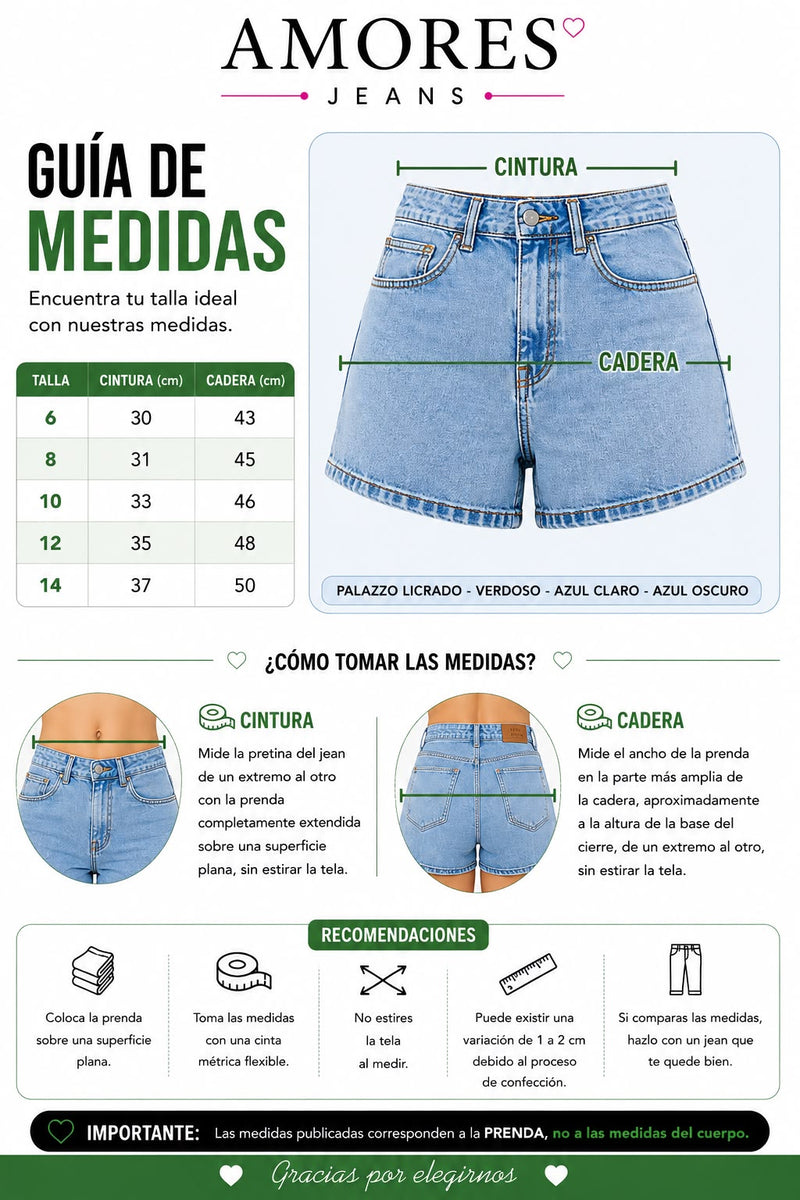 Guía de tallas Palazzo Celeste